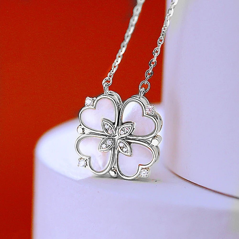 316L Stainless Steel Women's Love Magnetic Pendant Necklace - Heart-Shaped Clover Design Jewelry Gift